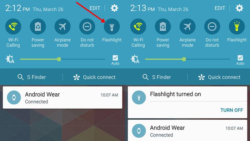 Turn on Flashlight Android