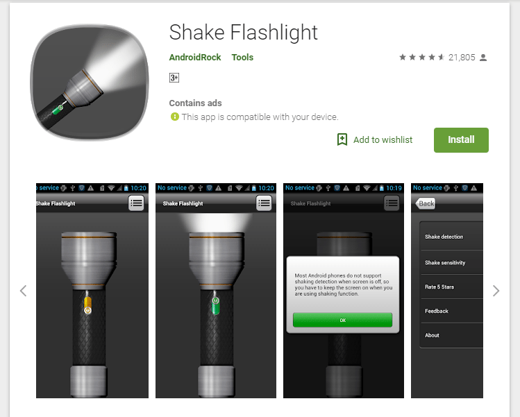 Use a dedicated app Turn on Flashlight