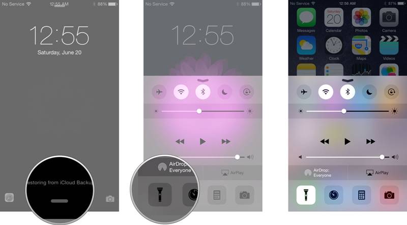 how to turn on flashlight iphone