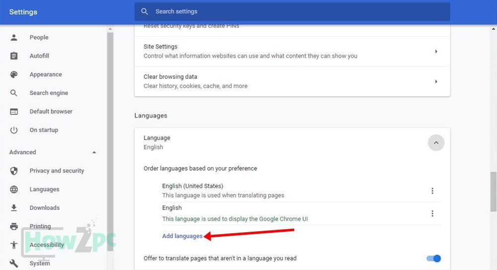 How to change Language in Google chrome step 5