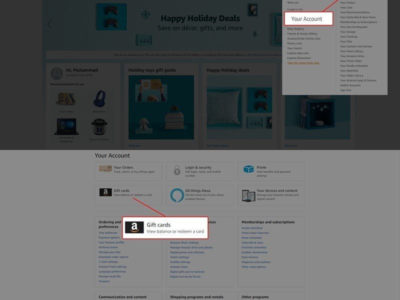How to Check Amazon Gift Card Balance on desktop 2