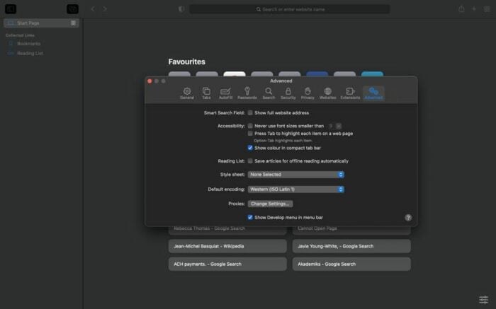 Check the box next to the Show Develop menu in menu bar