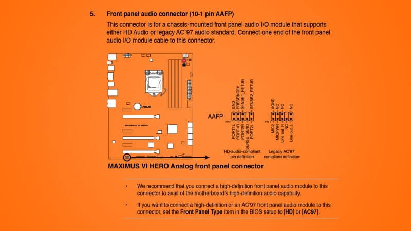 Pin Configuration of the AAFP Connector 